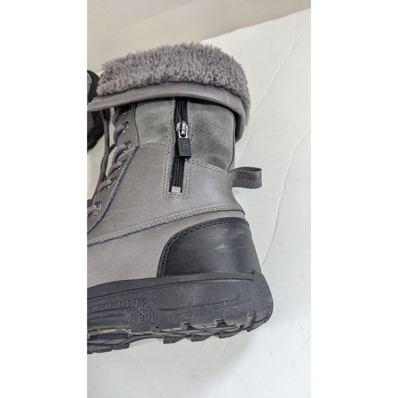 UGG Butte II Toggle Tall Gray Leather Waterproof Snow Boots US Youth Size 1 - Picture 11 of 16